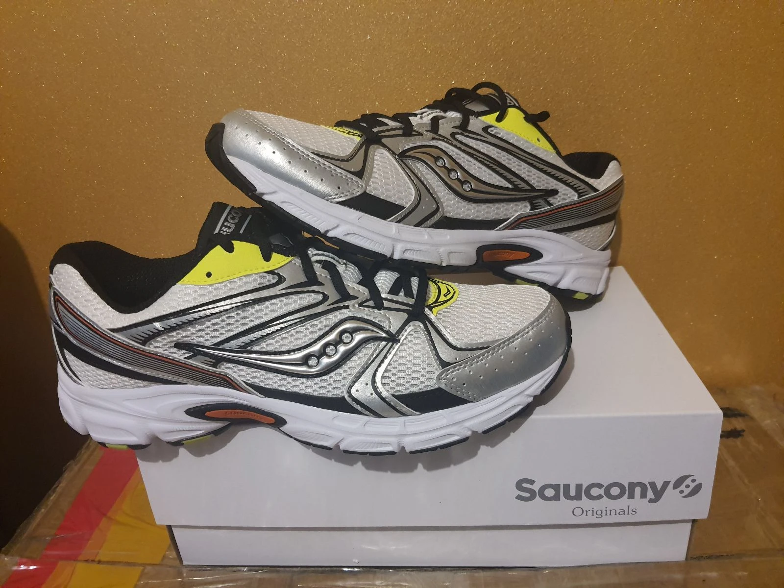 Saucony ride millenium white silver yellow orange - Tamanho 44 - estilo de vidro retro Running Y2K – photo 7